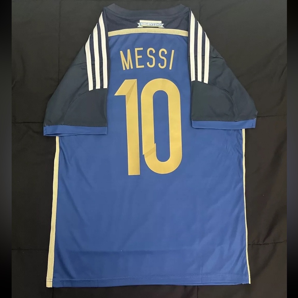 Messi #10 Argentina Soccer Jersey Retro  Away 2014 World Cup